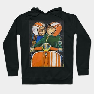 Retro Scooter, Classic Scooter, Scooterist, Scootering, Scooter Rider, Mod Art Hoodie